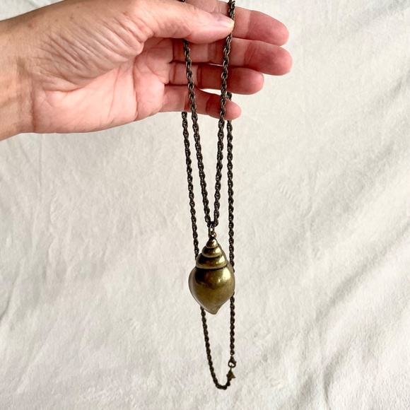 Brass Chain Necklace/w Brass Shell Pendant - Picture 15 of 16